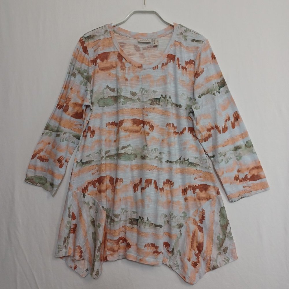 LOGO‎ by Lori Goldstein Pink Watercolor Print Tee Shirt
